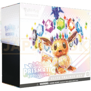 Scarlet & Violet—Prismatic Evolutions Elite Trainer Box – Pokémon TCG Celebrate Eevee and its Evolutions with the Pokémon TCG: Scarlet & Violet—Prismatic Evolutions Elite Trainer Box, a collector-focused set featuring a vibrant prismatic theme. Released on January 17, 2025, this Elite Trainer Box combines booster packs, an exclusive Eevee promo card, card sleeves, Energy cards, and useful accessories, making it an exciting choice for Pokémon TCG collectors and players. Product Specifications Product: Scarlet & Violet—Prismatic Evolutions Elite Trainer Box Product Type: Pokémon TCG Elite Trainer Box Expansion: Scarlet & Violet—Prismatic Evolutions Release Date: January 17, 2025 Featured Pokémon: Eevee & its Evolutions Condition: Sealed Recommended Age: 6+ years Product Contents 🎴 9 Booster Packs – 9 Prismatic Evolutions booster packs, each containing 10 cards and 1 Basic Energy card. ✨ Eevee Promo Card – 1 full-art foil promo card featuring Eevee. 🃏 65 Card Sleeves – Sleeves featuring Eevee as a Stellar Tera Pokémon. ⚡ 45 Energy Cards – A selection of Pokémon TCG Energy cards for gameplay. 📖 Player’s Guide – A guide covering the Scarlet & Violet—Prismatic Evolutions expansion. 🎲 Dice & Condition Markers – Includes 6 damage-counter dice, 1 competition-legal coin-flip die, and 2 plastic condition markers. 📦 Collector’s Storage Box – A storage box with 4 dividers for organizing your cards. 💻 Pokémon TCG Live Code Card – Includes a code card that unlocks digital content, including card sleeves and the Eevee promo card. Product Highlights 🌈 Eevee & Eeveelutions Theme – A colorful collection celebrating one of Pokémon’s most beloved characters and its Evolutions. 💎 Collector-Friendly Set – Includes an exclusive promo card, sleeves, accessories, and booster packs. 🎮 For Players & Collectors – Perfect for opening packs, building collections, organizing cards, and playing the Pokémon TCG. ✨ Prismatic Artwork – Features the distinctive visual theme of the Prismatic Evolutions expansion. 🎁 Complete Elite Trainer Box Experience – A combination of collectible cards and essential Pokémon TCG accessories in one box. Sealed Product Disclaimer This listing is for a sealed Scarlet & Violet—Prismatic Evolutions Elite Trainer Box. Booster pack contents are randomly assorted, and specific cards, rarities, or pulls are not guaranteed. Once the sealed box is opened, it is no longer considered sealed and cannot be returned based on the cards received or the contents obtained. Shop Prismatic Evolutions Elite Trainer Box Online Shop the Scarlet & Violet—Prismatic Evolutions Elite Trainer Box online and add this Eevee-themed Pokémon TCG collector’s set to your collection. After placing your order, please send us a message on WhatsApp to confirm your order and shipping details. WhatsApp: +1 747 322 0927 / +44 7457 425545