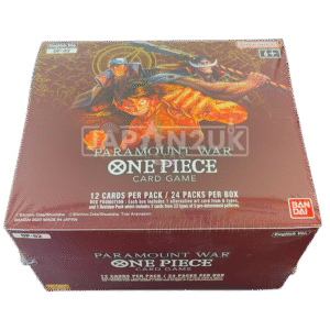 ONE PIECE Paramount War OP-02 – English Booster Box Experience the epic Marineford War with the ONE PIECE Card Game OP-02 Paramount War English Booster Box. This exciting One Piece TCG expansion features iconic characters including Ace, Whitebeard, Sengoku, Garp, and Admiral Akainu, bringing powerful strategies and memorable moments from the Paramount War to your collection. Whether you're building competitive decks, opening booster packs, or collecting iconic One Piece cards, the Paramount War OP-02 Booster Box is a great addition to any One Piece Card Game collection. Product Specifications Product: ONE PIECE Card Game Paramount War OP-02 Product Type: English One Piece Card Game Booster Box Expansion: Paramount War Set Code: OP-02 Language: English Booster Packs: 24 packs per box Cards Per Pack: 12 cards Condition: Sealed Product Highlights Official English release of OP-02 Paramount War Features iconic characters from the Marineford arc Includes Leader, Don!!, and powerful strategy cards Booster packs can contain Commons, Uncommons, Rares, Super Rares, Secret Rares, and Parallel cards Compatible with other ONE PIECE Card Game sets Ideal for collectors, players, and One Piece TCG enthusiasts Why Choose Paramount War OP-02? The Paramount War OP-02 expansion brings dramatic artwork, memorable characters, and exciting gameplay possibilities to the One Piece Card Game. With 24 booster packs in each box, it's perfect for opening, deck building, and expanding your English One Piece card collection. Sealed Booster Box Disclaimer This listing is for a sealed ONE PIECE Card Game Paramount War OP-02 English Booster Box. Booster pack contents are randomly assorted, and specific cards, rarities, or pulls are not guaranteed. Once the sealed box is opened, it is no longer considered sealed and cannot be returned based on the cards received. Shop ONE PIECE Paramount War OP-02 Online Shop ONE PIECE Paramount War OP-02 English Booster Box online and expand your One Piece Card Game collection. After placing your order, please send us a message on WhatsApp to confirm your order and shipping details. WhatsApp: +1 747 322 0927 / +44 7457 425545