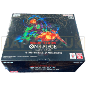 ONE PIECE Wings of the Captain OP-06 – English Booster Box Soar to new heights with the ONE PIECE Card Game: OP-06 Wings of the Captain English Booster Box. This expansion highlights trusted allies, powerful right-hand fighters, and key characters who stand alongside the captains of the seas, including iconic characters such as Zoro and Sanji. With new strategies, powerful Leader Cards, and exciting parallel and alternate-art cards, OP-06 Wings of the Captain is a great choice for both players and collectors.ONE PIECE WINGS OF THE CAPTAIN Product Specifications Product: ONE PIECE Card Game OP-06 Wings of the Captain Product Type: English One Piece Card Game Booster Box Set Code: OP-06 Language: English Contents: 24 Booster Packs per Box Cards per Pack: 12 Cards Condition: Sealed Recommended Age: 6+ years Product Highlights Official English release of OP-06 Wings of the Captain Features characters including Zoro, Sanji, and other powerful allies Introduces new Leader Cards and gameplay strategies Includes Commons, Uncommons, Rares, Super Rares, Secret Rares, and Parallel/Alt-Art cards Features characters from major One Piece story arcs Compatible with other ONE PIECE Card Game products Suitable for collectors, players, and One Piece TCG enthusiasts Sealed Booster Box Disclaimer This listing is for a sealed ONE PIECE Card Game OP-06 Wings of the Captain English Booster Box. Booster pack contents are randomly assorted, and specific cards, rarities, or pulls are not guaranteed. Once the sealed box is opened, it is no longer considered sealed and cannot be returned based on the cards received. Shop ONE PIECE OP-06 Wings of the Captain Online Shop ONE PIECE Wings of the Captain OP-06 English Booster Box online and expand your One Piece Card Game collection. After placing your order, please send us a message on WhatsApp to confirm your order and shipping details. WhatsApp: +1 747 322 0927 / +44 7457 425545