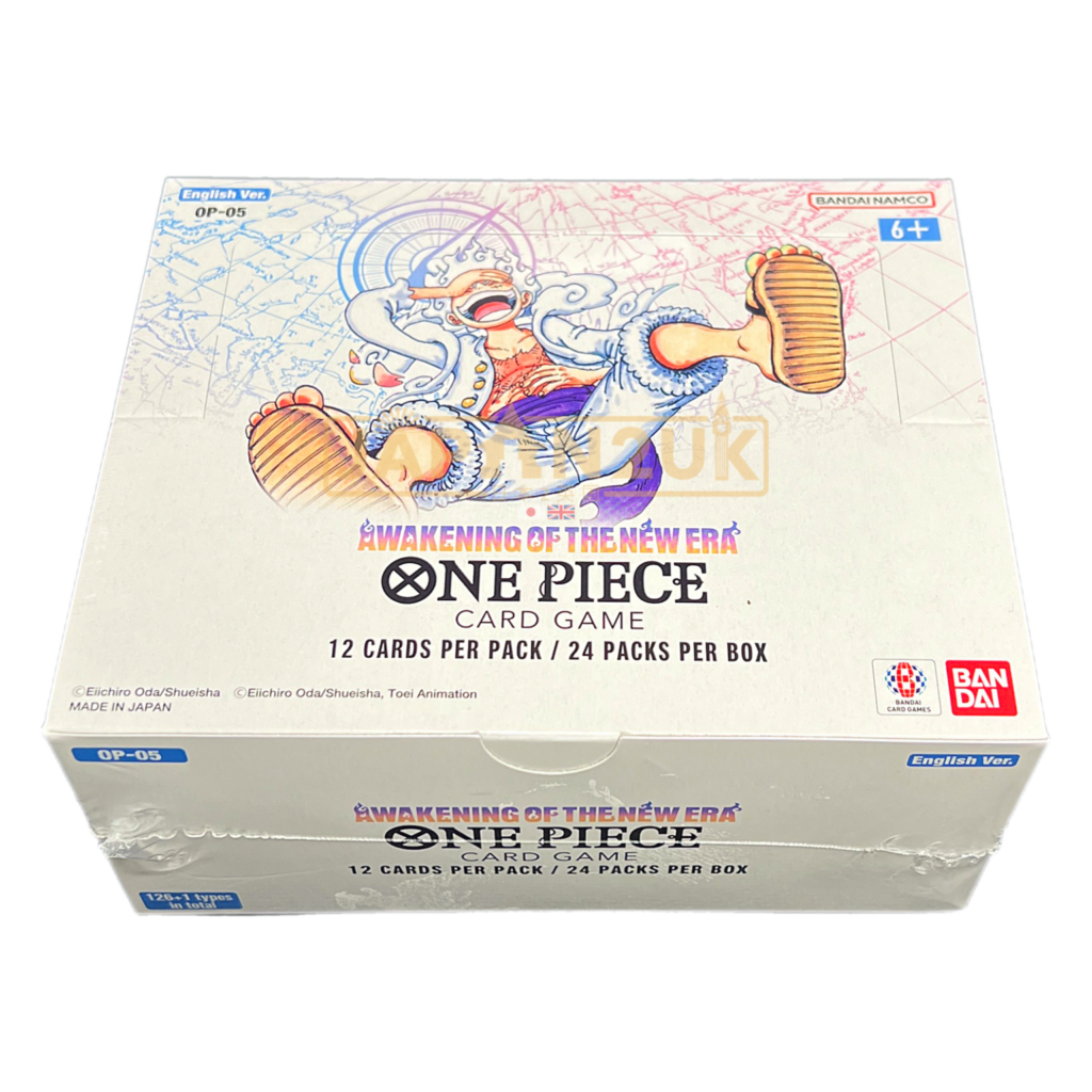 ONE PIECE Awakening of the New Era OP-05 – English Booster Box A new era begins with the ONE PIECE Card Game Awakening of the New Era OP-05 English Booster Box. This exciting One Piece TCG expansion brings powerful cards, iconic characters, dynamic Leader Cards, and new strategies to the battlefield. Whether you're a competitive player, collector, or dedicated One Piece fan, the OP-05 Awakening of the New Era Booster Box is a great addition to your English One Piece Card Game collection. Product Specifications Product: ONE PIECE Card Game Awakening of the New Era OP-05 Product Type: English One Piece Card Game Booster Box Expansion: Awakening of the New Era Set Code: OP-05 Language: English Booster Packs: 24 packs per box Cards Per Pack: 12 cards Condition: Sealed Product Highlights Official English release of OP-05 Awakening of the New Era Features iconic characters and moments from the One Piece universe Includes Leader Cards and Don!! cards Look for Parallel and alternate-art card versions Booster packs contain a variety of card rarities Introduces new strategies, characters, and gameplay possibilities Compatible with other ONE PIECE Card Game releases Ideal for collectors and One Piece TCG players Why Choose Awakening of the New Era OP-05? The OP-05 Awakening of the New Era expansion combines stunning artwork, powerful cards, and exciting deck-building possibilities. With 24 booster packs per box, it's perfect for opening, collecting, building decks, and expanding your English One Piece Card Game collection. Sealed Booster Box Disclaimer This listing is for a sealed ONE PIECE Card Game Awakening of the New Era OP-05 English Booster Box. Booster pack contents are randomly assorted, and specific cards, rarities, or pulls are not guaranteed. Once the sealed box is opened, it is no longer considered sealed and cannot be returned based on the cards received. Shop ONE PIECE Awakening of the New Era OP-05 Online Shop ONE PIECE Awakening of the New Era OP-05 English Booster Box online and expand your One Piece Card Game collection. After placing your order, please send us a message on WhatsApp to confirm your order and shipping details. WhatsApp: +1 747 322 0927 / +44 7457 425545 ONE PIECE Awakening of the New Era OP-05 – English Booster Box A new era begins with the ONE PIECE Card Game Awakening of the New Era OP-05 English Booster Box. This exciting One Piece TCG expansion brings powerful cards, iconic characters, dynamic Leader Cards, and new strategies to the battlefield. Whether you're a competitive player, collector, or dedicated One Piece fan, the OP-05 Awakening of the New Era Booster Box is a great addition to your English One Piece Card Game collection. Product Specifications Product: ONE PIECE Card Game Awakening of the New Era OP-05 Product Type: English One Piece Card Game Booster Box Expansion: Awakening of the New Era Set Code: OP-05 Language: English Booster Packs: 24 packs per box Cards Per Pack: 12 cards Condition: Sealed Product Highlights Official English release of OP-05 Awakening of the New Era Features iconic characters and moments from the One Piece universe Includes Leader Cards and Don!! cards Look for Parallel and alternate-art card versions Booster packs contain a variety of card rarities Introduces new strategies, characters, and gameplay possibilities Compatible with other ONE PIECE Card Game releases Ideal for collectors and One Piece TCG players Why Choose Awakening of the New Era OP-05? The OP-05 Awakening of the New Era expansion combines stunning artwork, powerful cards, and exciting deck-building possibilities. With 24 booster packs per box, it's perfect for opening, collecting, building decks, and expanding your English One Piece Card Game collection. Sealed Booster Box Disclaimer This listing is for a sealed ONE PIECE Card Game Awakening of the New Era OP-05 English Booster Box. Booster pack contents are randomly assorted, and specific cards, rarities, or pulls are not guaranteed. Once the sealed box is opened, it is no longer considered sealed and cannot be returned based on the cards received. Shop ONE PIECE Awakening of the New Era OP-05 Online Shop ONE PIECE Awakening of the New Era OP-05 English Booster Box online and expand your One Piece Card Game collection. After placing your order, please send us a message on WhatsApp to confirm your order and shipping details. WhatsApp: +1 747 322 0927 / +44 7457 425545
