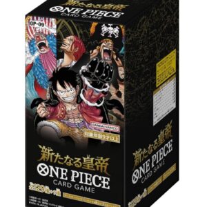 ONE PIECE OP-09 The New Emperor – Japanese Booster Box Discover the ONE PIECE Card Game OP-09 The New Emperor Japanese Booster Box, an exciting One Piece TCG expansion featuring iconic characters, powerful Leaders, and new strategic possibilities. Perfect for collectors, players, and One Piece fans, this sealed Japanese booster box is a great addition to any collection or sealed display. Product Specifications Product: ONE PIECE Card Game: The New Emperor Product Type: Japanese One Piece Card Game Booster Box Set Code: OP-09 Expansion: The New Emperor Language: Japanese Condition: Sealed Recommended Age: 6+ years Product Highlights Japanese ONE PIECE Card Game OP-09 release Features iconic One Piece characters and themes Includes powerful Leader Cards and new strategic options Japanese-language booster box Suitable for collectors and One Piece TCG players Great for opening, collecting, or sealed display Sealed Booster Box Disclaimer This listing is for a sealed ONE PIECE OP-09 The New Emperor Japanese Booster Box. Booster pack contents are randomly assorted, and specific cards, rarities, parallel cards, alternate-art cards, or pulls are not guaranteed. Once the sealed box is opened, it is no longer considered sealed and cannot be returned based on the cards received. Shop ONE PIECE OP-09 The New Emperor Online Shop ONE PIECE OP-09 The New Emperor Japanese Booster Box online and expand your Japanese One Piece Card Game collection. After placing your order, please send us a message on WhatsApp to confirm your order and shipping details. WhatsApp: +1 747 322 0927 / +44 7457 425545