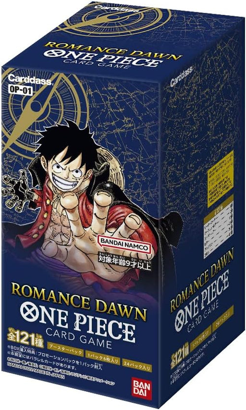 ONE PIECE Card Game ROMANCE DAWN OP-01 – One Piece Booster Box Japanese Discover the ONE PIECE Card Game ROMANCE DAWN OP-01, the Japanese booster box from the first main expansion of the One Piece Card Game. Perfect for collectors, players, and One Piece TCG enthusiasts, the ROMANCE DAWN OP-01 Booster Box is a great addition to any Japanese One Piece card collection or sealed display. Product Specifications Product: ONE PIECE Card Game ROMANCE DAWN OP-01 Product Type: Japanese One Piece Card Game Booster Box Expansion: ROMANCE DAWN Set Code: OP-01 Language: Japanese Condition: Sealed Recommended Age: 6+ years Product Highlights First main booster expansion of the ONE PIECE Card Game Features characters and cards inspired by the One Piece universe Japanese-language booster box Suitable for collectors and competitive One Piece TCG players Excellent choice for sealed product collectors and One Piece fans Sealed Booster Box Disclaimer This listing is for a sealed ONE PIECE Card Game ROMANCE DAWN OP-01 Booster Box. Booster pack contents are randomly assorted, and specific cards, rarities, or pulls are not guaranteed. Once the sealed box is opened, it is no longer considered sealed and cannot be returned based on the cards received. Shop ONE PIECE ROMANCE DAWN OP-01 Online Shop ONE PIECE Card Game ROMANCE DAWN OP-01 online and expand your Japanese One Piece Card Game collection. After placing your order, please send us a message on WhatsApp to confirm your order and shipping details. WhatsApp: +1 747 322 0927 / +44 7457 425545 ONE PIECE Card Game ROMANCE DAWN OP-01 – One Piece Booster Box Japanese Discover the ONE PIECE Card Game ROMANCE DAWN OP-01, the Japanese booster box from the first main expansion of the One Piece Card Game. Perfect for collectors, players, and One Piece TCG enthusiasts, the ROMANCE DAWN OP-01 Booster Box is a great addition to any Japanese One Piece card collection or sealed display. Product Specifications Product: ONE PIECE Card Game ROMANCE DAWN OP-01 Product Type: Japanese One Piece Card Game Booster Box Expansion: ROMANCE DAWN Set Code: OP-01 Language: Japanese Condition: Sealed Recommended Age: 6+ years Product Highlights First main booster expansion of the ONE PIECE Card Game Features characters and cards inspired by the One Piece universe Japanese-language booster box Suitable for collectors and competitive One Piece TCG players Excellent choice for sealed product collectors and One Piece fans Sealed Booster Box Disclaimer This listing is for a sealed ONE PIECE Card Game ROMANCE DAWN OP-01 Booster Box. Booster pack contents are randomly assorted, and specific cards, rarities, or pulls are not guaranteed. Once the sealed box is opened, it is no longer considered sealed and cannot be returned based on the cards received. Shop ONE PIECE ROMANCE DAWN OP-01 Online Shop ONE PIECE Card Game ROMANCE DAWN OP-01 online and expand your Japanese One Piece Card Game collection. After placing your order, please send us a message on WhatsApp to confirm your order and shipping details. WhatsApp: +1 747 322 0927 / +44 7457 425545