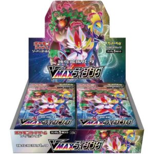 S1a VMAX Rising Booster Box – Japanese Pokémon TCG Discover the excitement of the VMAX Rising Booster Box (S1a), a Japanese Pokémon Trading Card Game expansion featuring powerful Pokémon, VMAX cards, and collectible Trainer cards. Each factory-sealed box contains 30 booster packs, with 5 cards per pack, making it a great choice for collectors, Pokémon fans, and TCG enthusiasts looking to expand their Japanese card collection. Product Specifications Product: VMAX Rising Booster Box Product Type: Japanese Pokémon TCG Booster Box Set: VMAX Rising (S1a) Language: Japanese Packs per Box: 30 Cards per Pack: 5 Condition: Factory Sealed Recommended Age: 6+ years Product Highlights 🔥 Popular Pokémon – Featuring Pokémon such as Rillaboom, Cinderace, Inteleon, and Frosmoth. ⚡ VMAX Pokémon – Discover powerful VMAX-era cards and exciting Pokémon designs. ✨ Full Art Trainer Cards – Look for beautifully illustrated Trainer cards, including Sonia and Milo. 🎴 Japanese Pokémon TCG – Enjoy the distinctive artwork and presentation of Japanese Pokémon cards. 📦 30 Booster Packs – Each box includes 30 packs, with 5 cards inside each pack. 💎 Perfect for Collectors & Players – Ideal for collection building, pack openings, trading, and Pokémon TCG enthusiasts. Sealed Booster Box Disclaimer This listing is for a sealed VMAX Rising Booster Box. Booster pack contents are randomly assorted, and specific cards, rarities, or pulls are not guaranteed. Once the sealed box is opened, it is no longer considered sealed and cannot be returned based on the cards received. Shop VMAX Rising Booster Box Online Shop the S1a VMAX Rising Booster Box online and add a Japanese Pokémon TCG booster box to your collection. After placing your order, please send us a message on WhatsApp to confirm your order and shipping details. WhatsApp: +1 747 322 0927 / +44 7457 425545